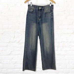 Ashley Mason Premium Amber Rhinestone Wide Leg Jeans 1/25 High Rise